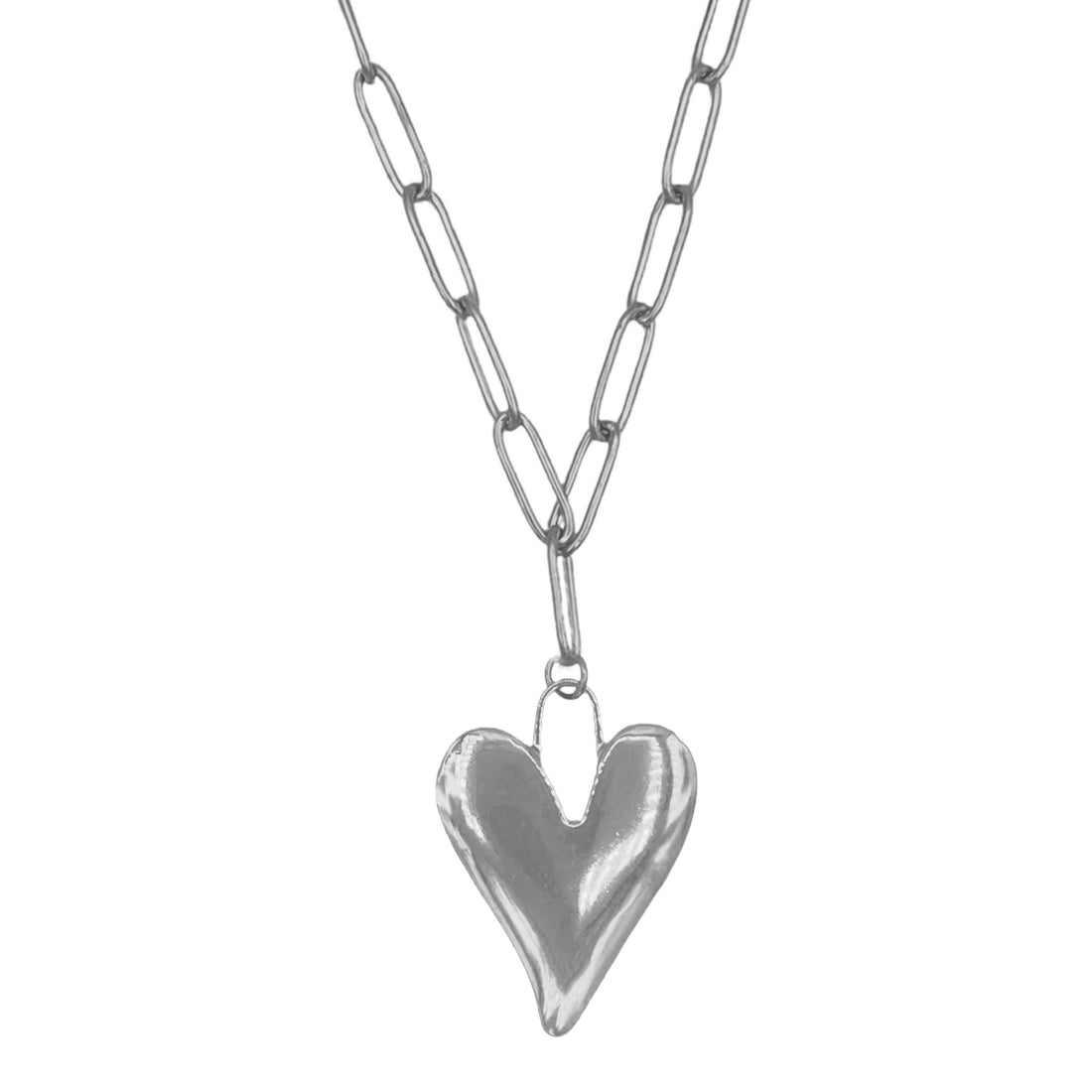 big heart ketting - zilver