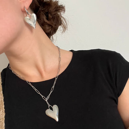 big heart ketting - zilver