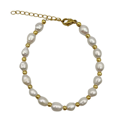 freshwater pearl armband - goud