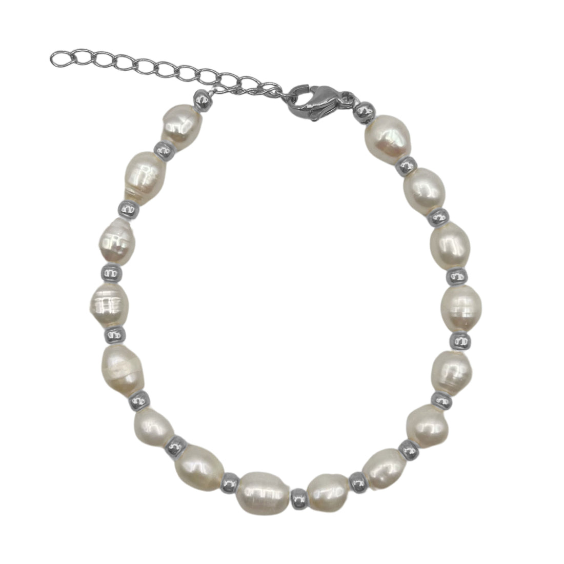 freshwater pearl armband - zilver