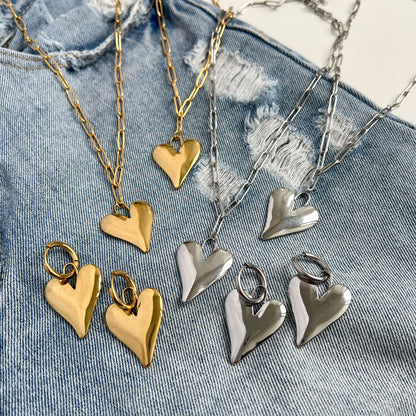 big heart ketting - zilver