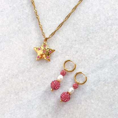 roze diamond star ketting