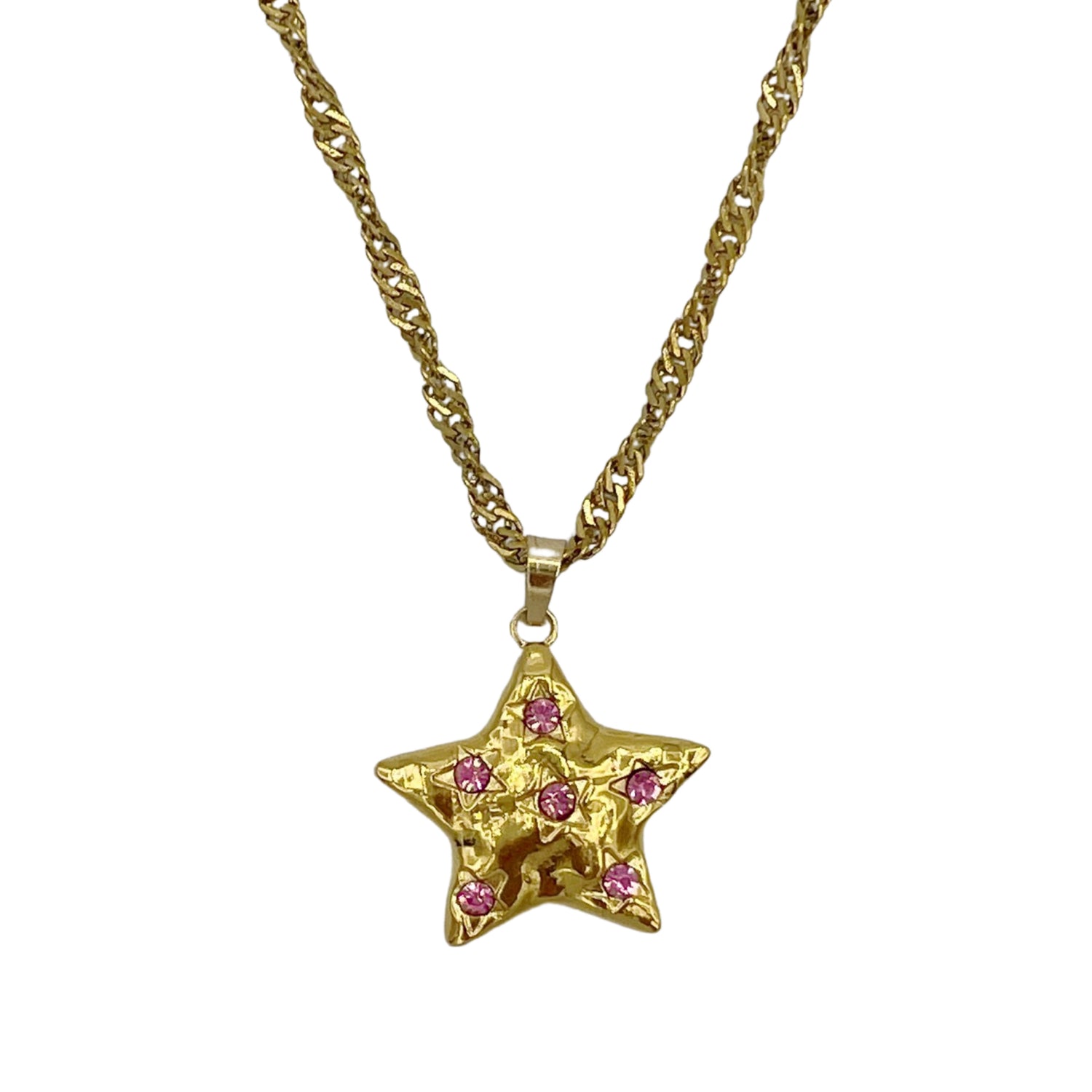 roze diamond star ketting