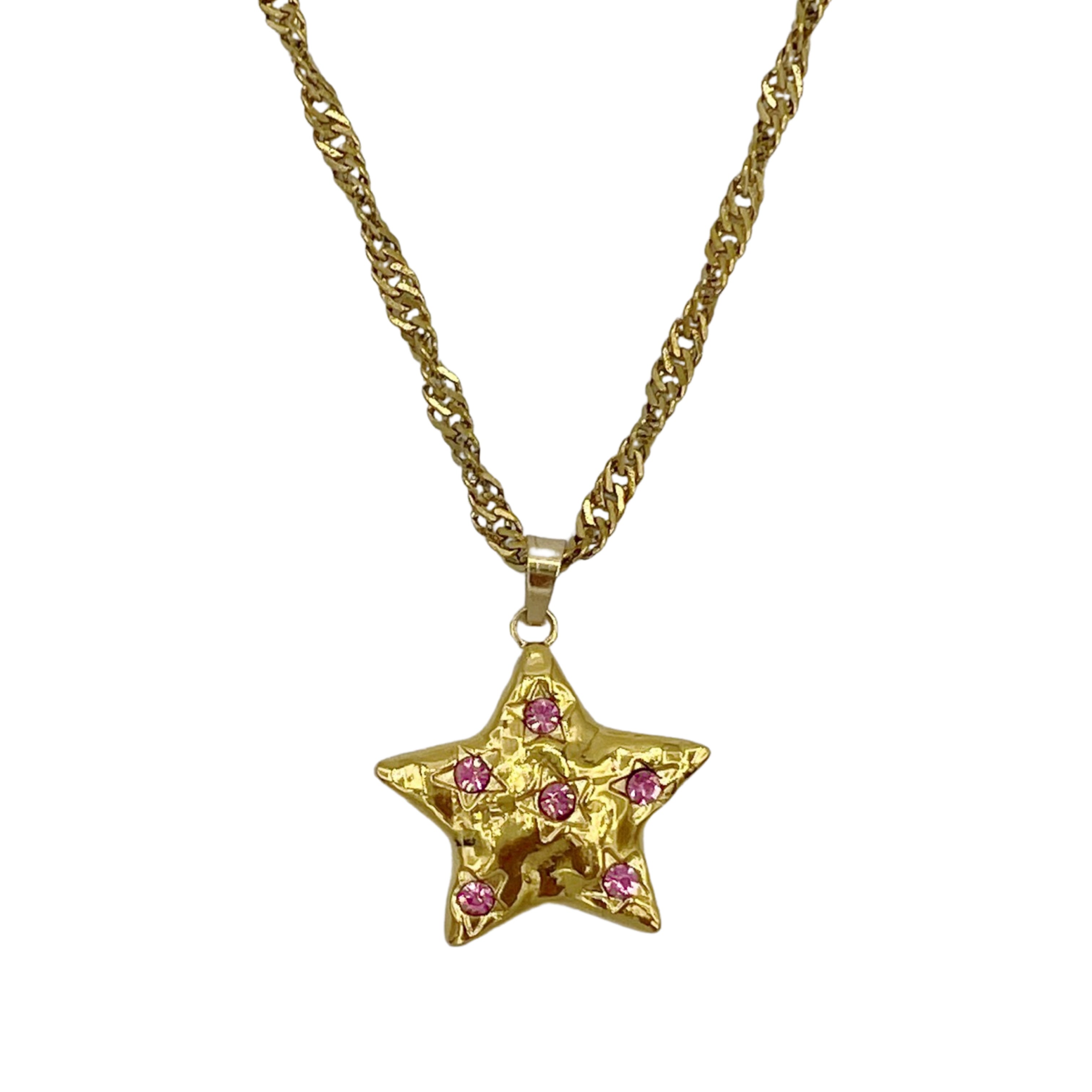 roze diamond star ketting