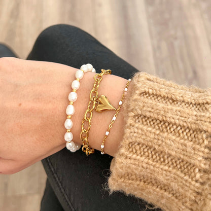 freshwater pearl armband - goud