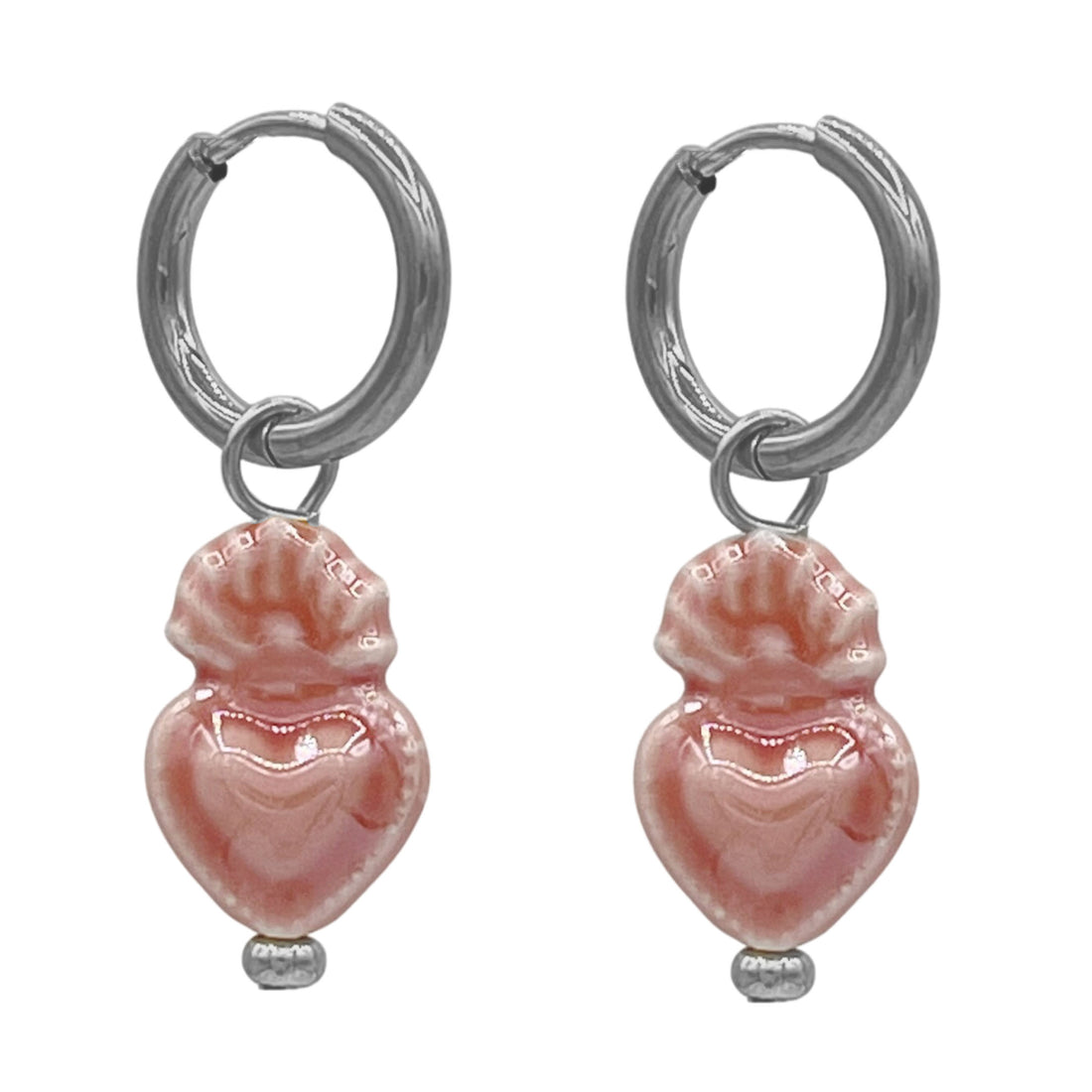 pink sweetheart oorbellen - zilver