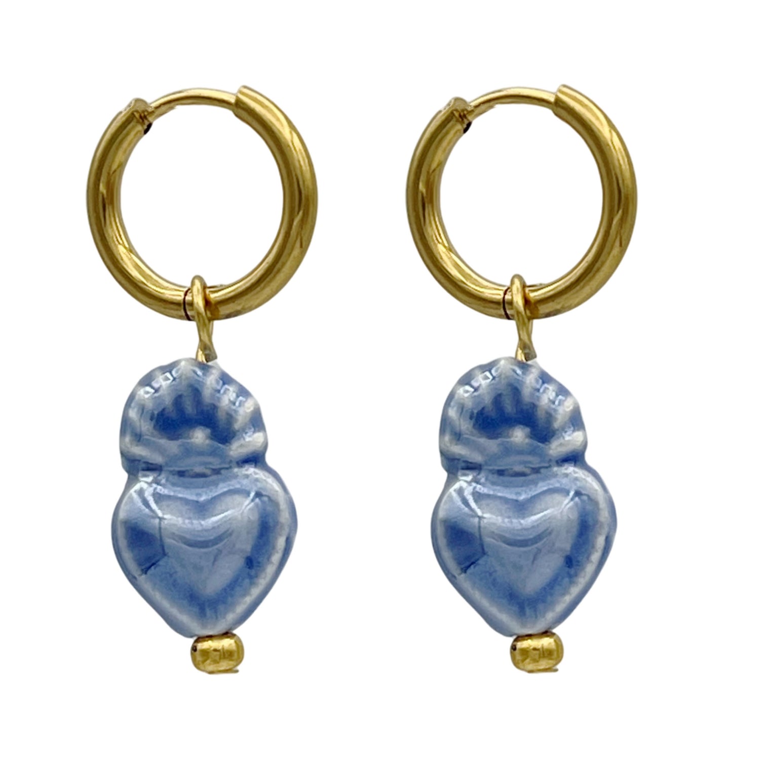 blue sweetheart oorbellen - goud