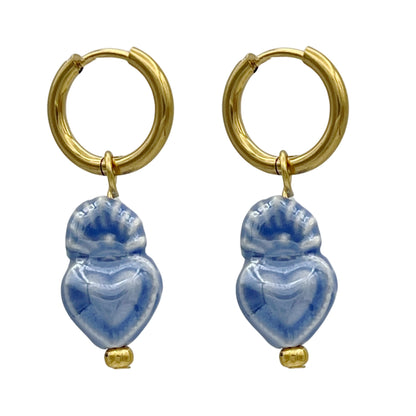 blue sweetheart oorbellen - goud