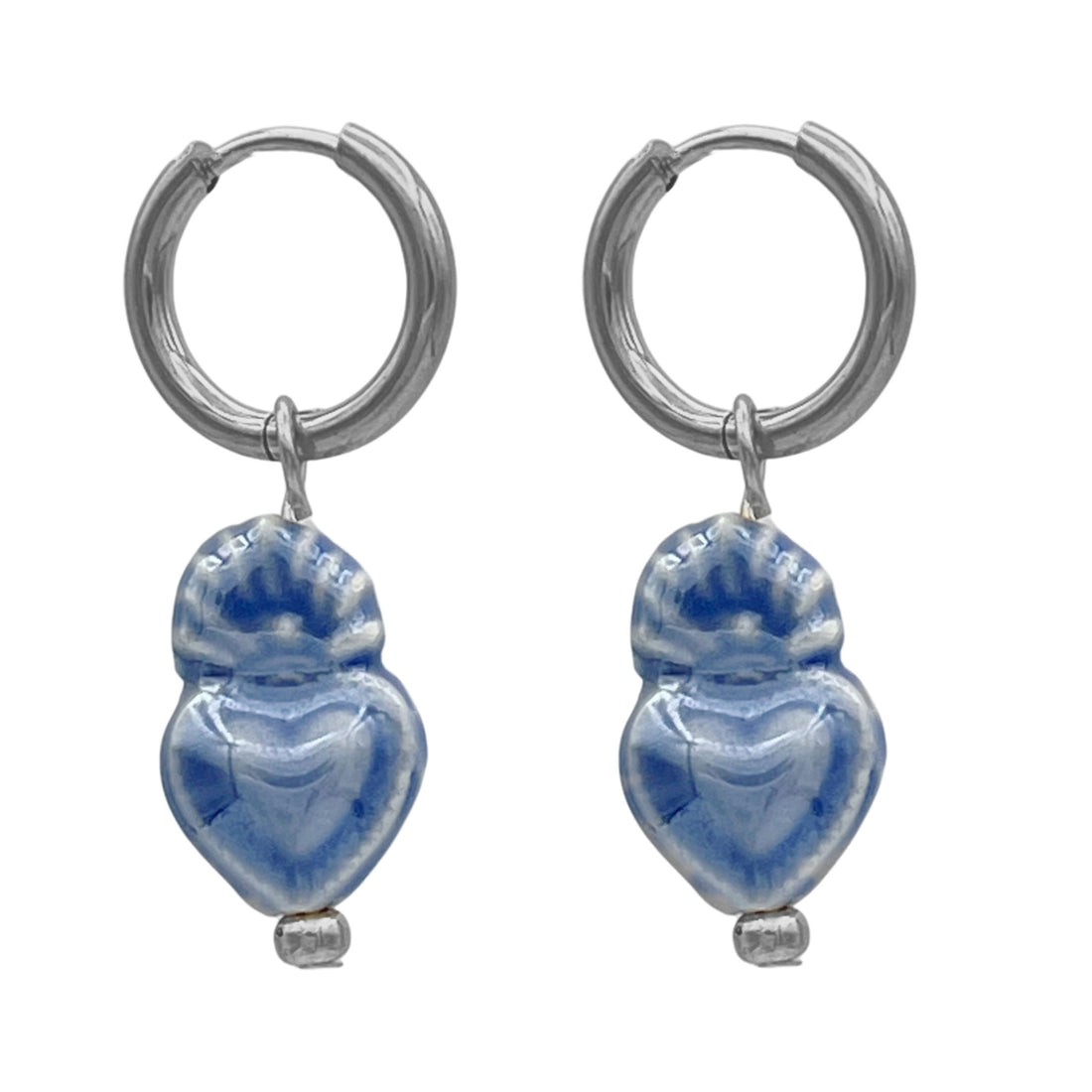 blue sweetheart oorbellen - zilver