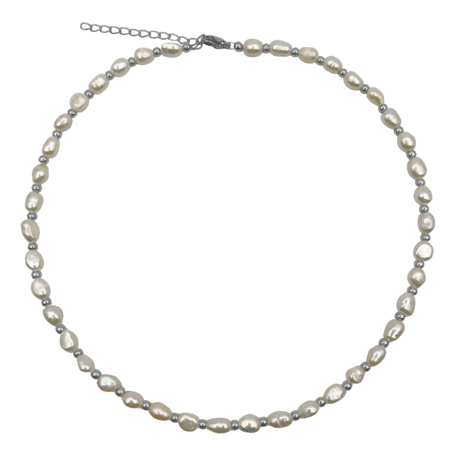 freshwater pearl ketting - zilver