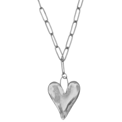 big heart ketting - zilver