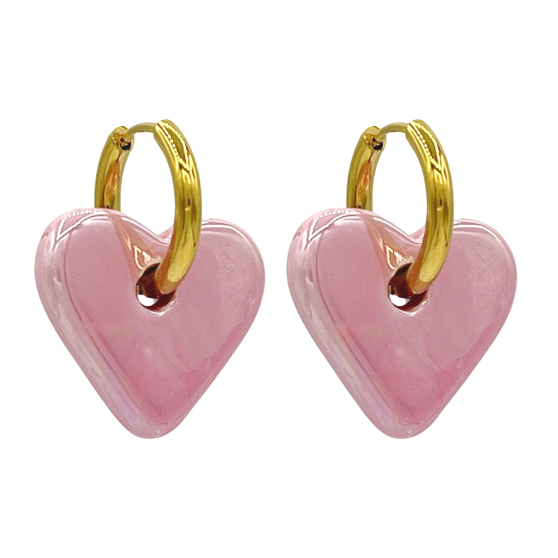 roze valentine oorbellen - goud