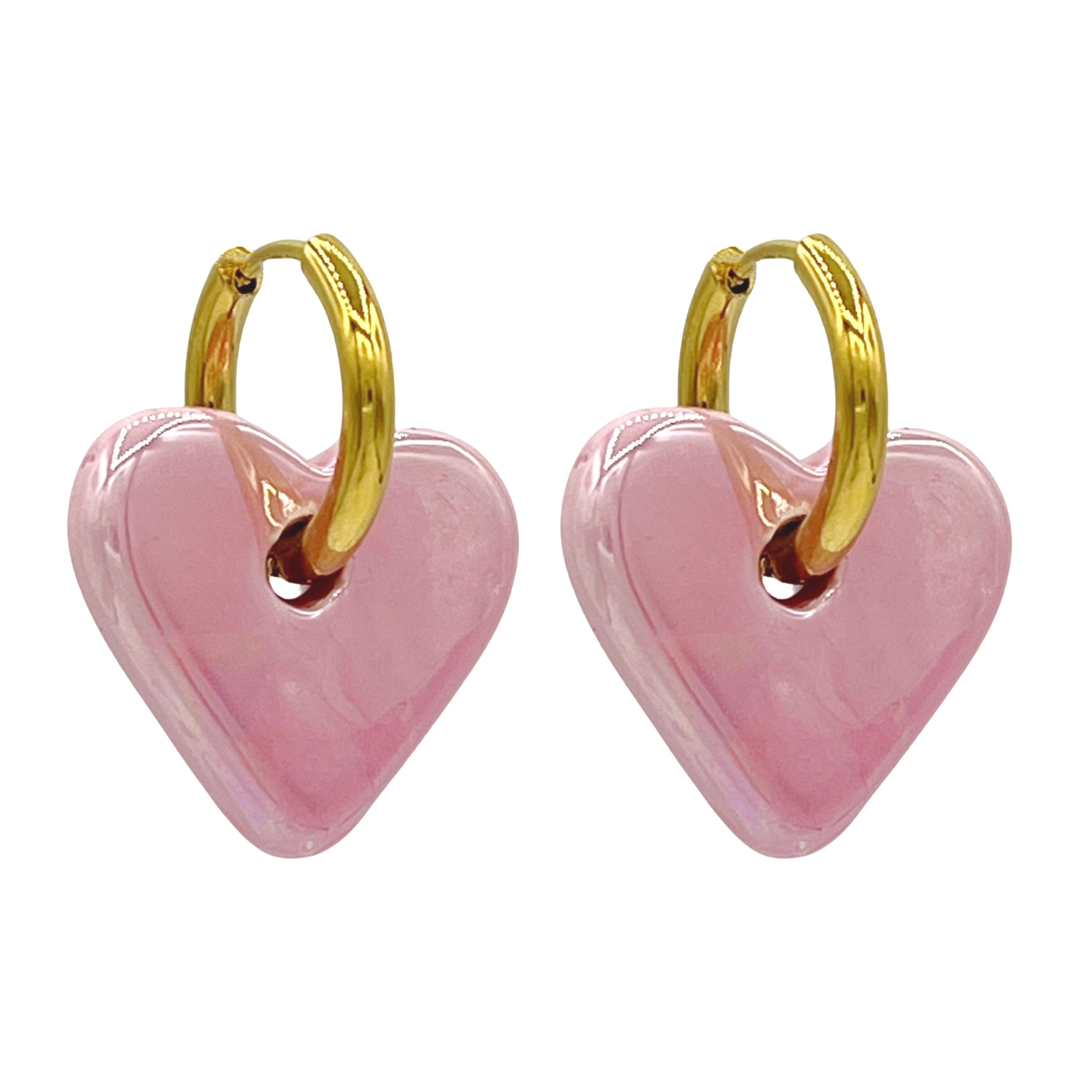 roze valentine oorbellen - goud