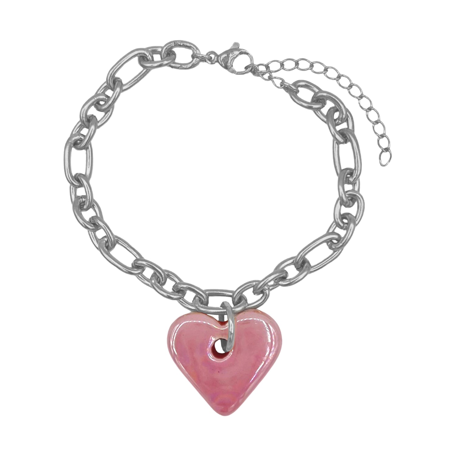 roze valentine armband - zilver