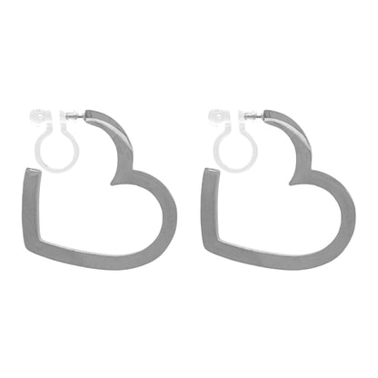 clip oorbellen heart hoop - zilver