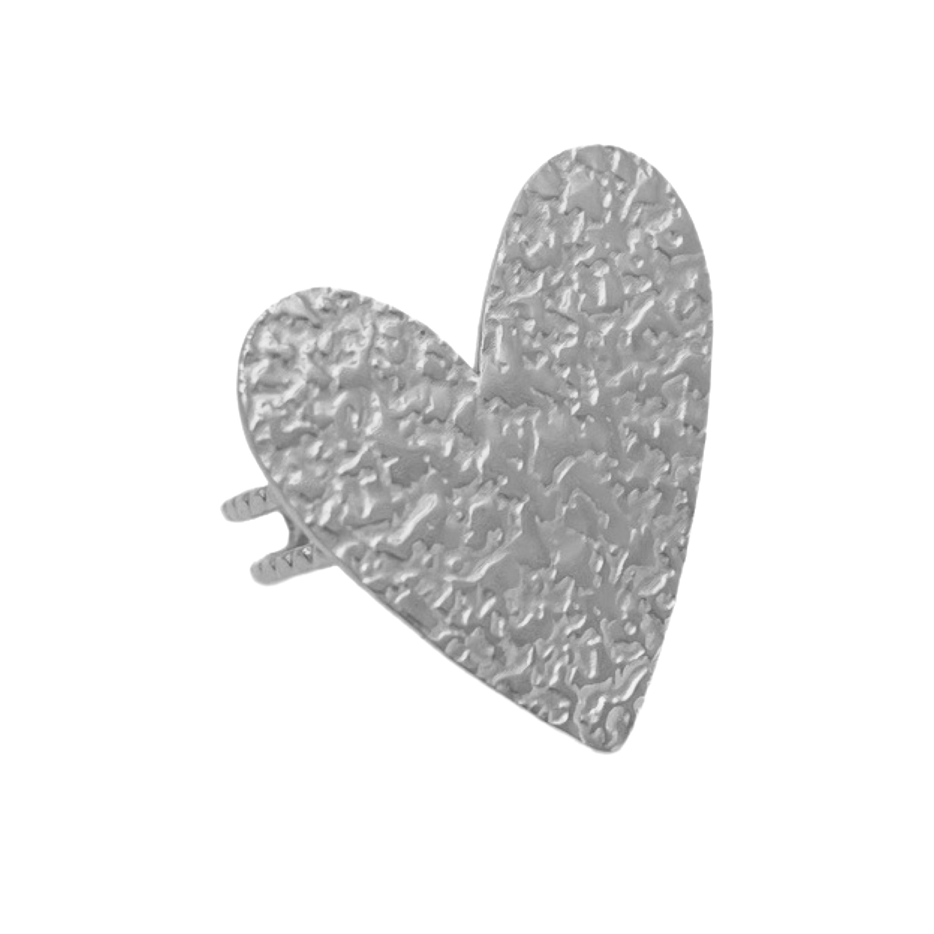 textured heart ring - zilver