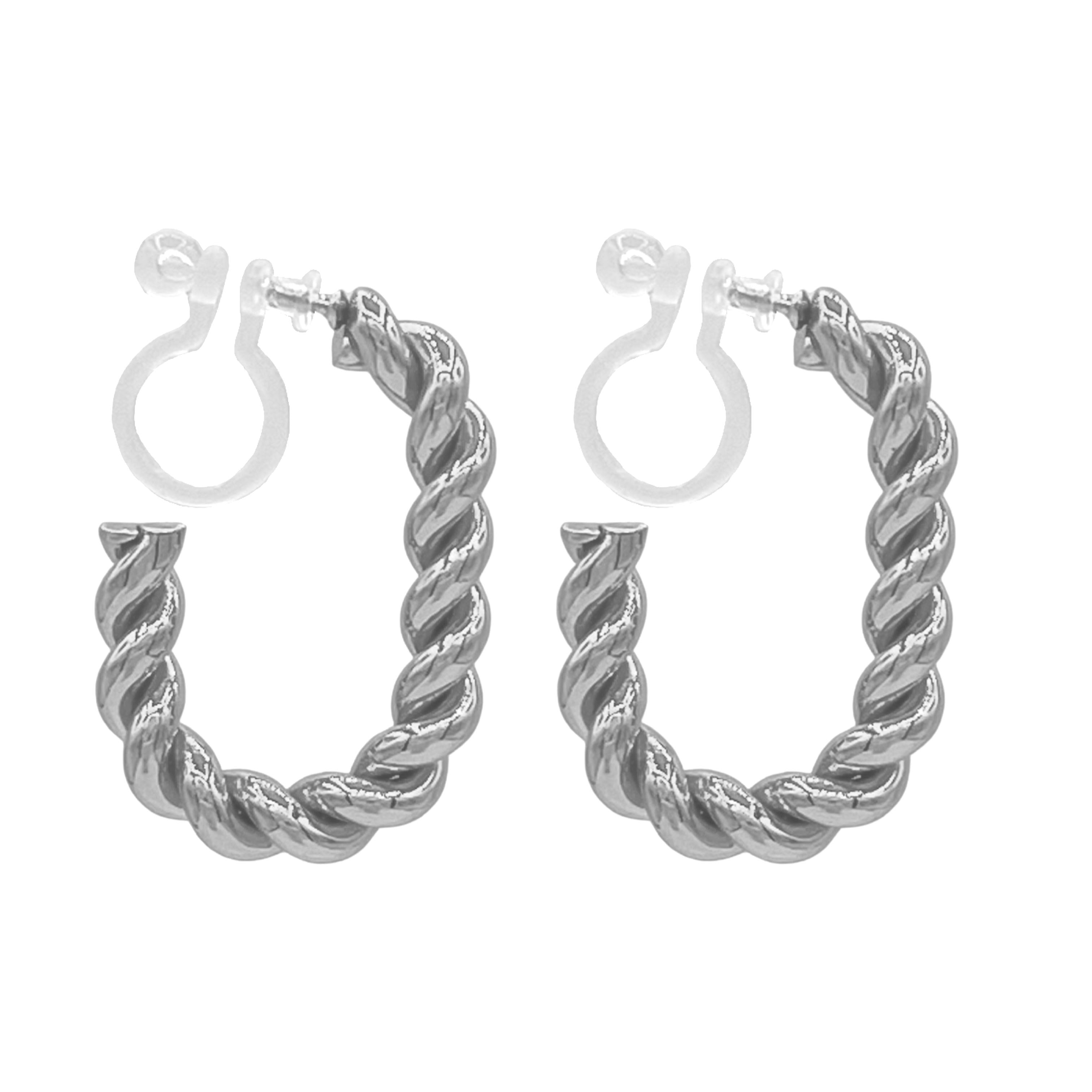 clip oorbellen oval twist - zilver