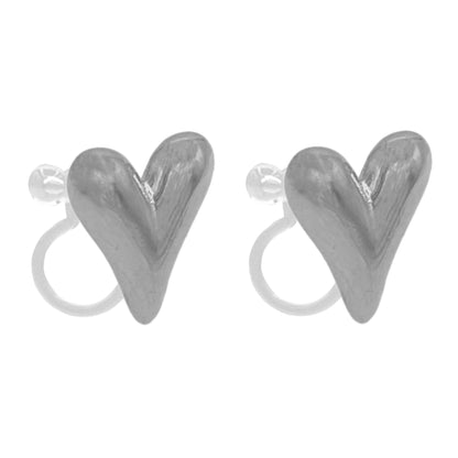 clip oorbellen heart - zilver