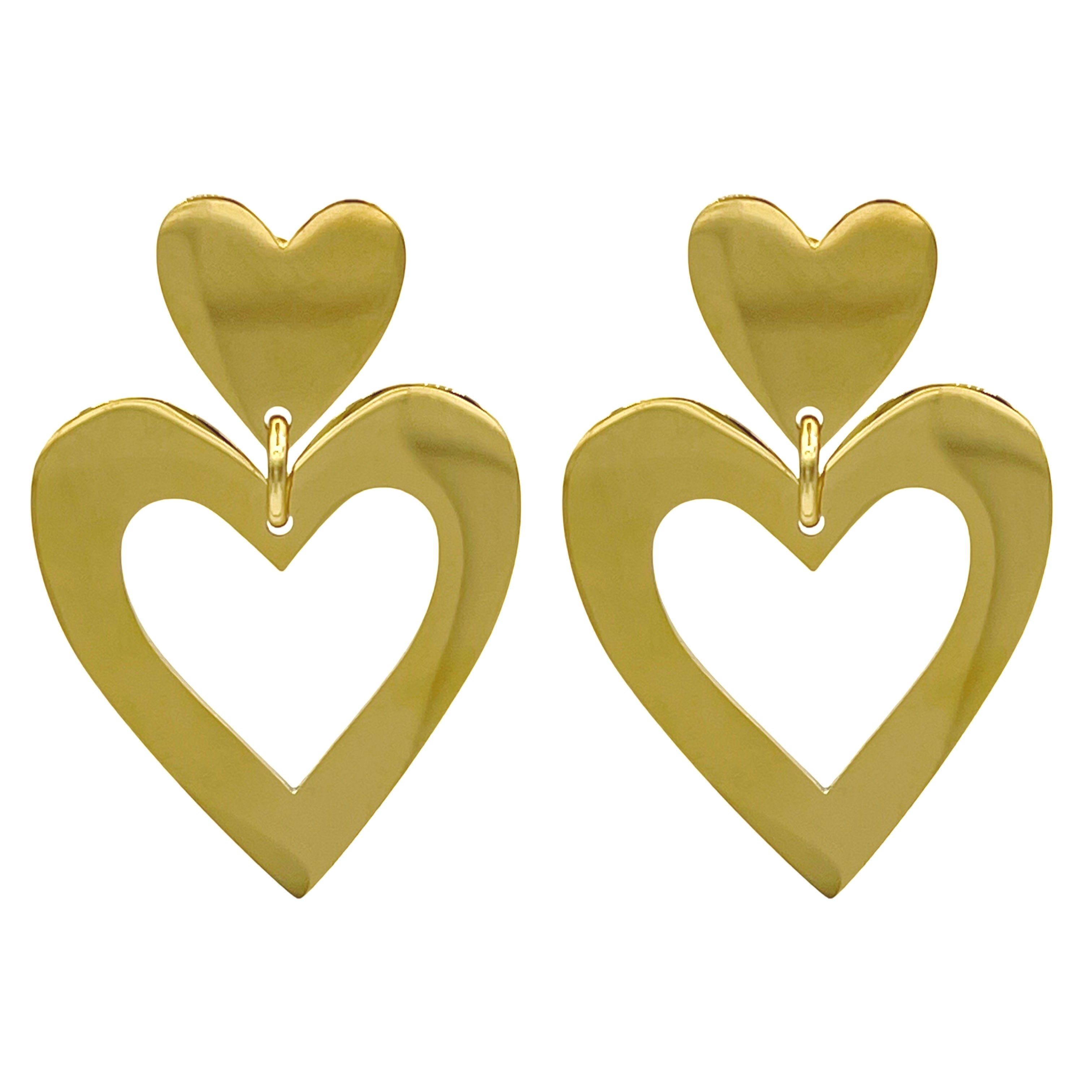 statement heart oorbellen - goud