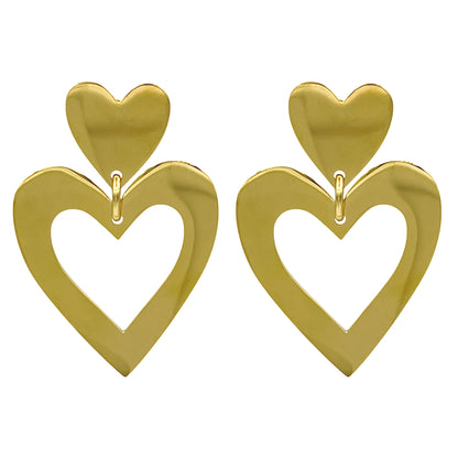 statement heart oorbellen - goud