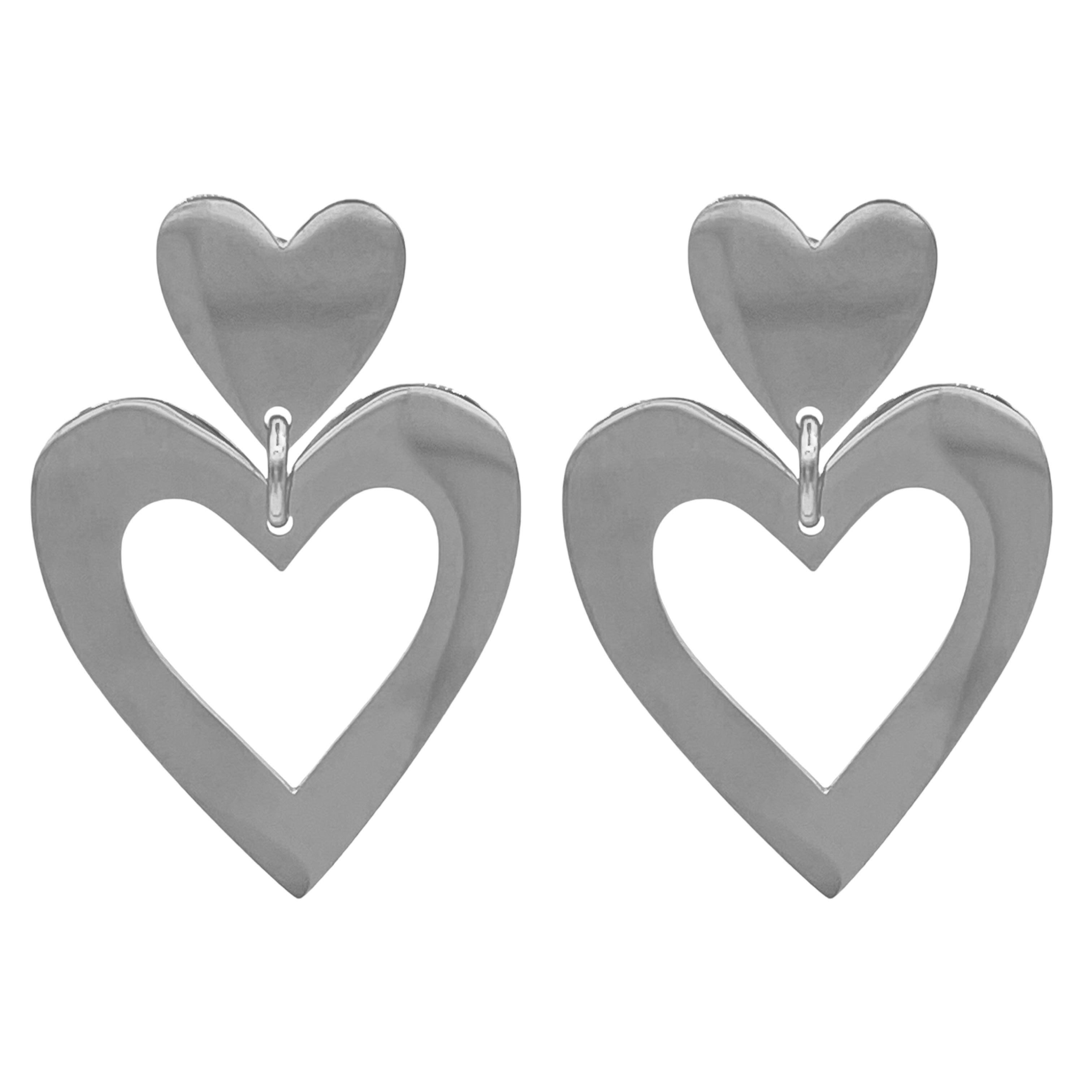 statement heart oorbellen - zilver