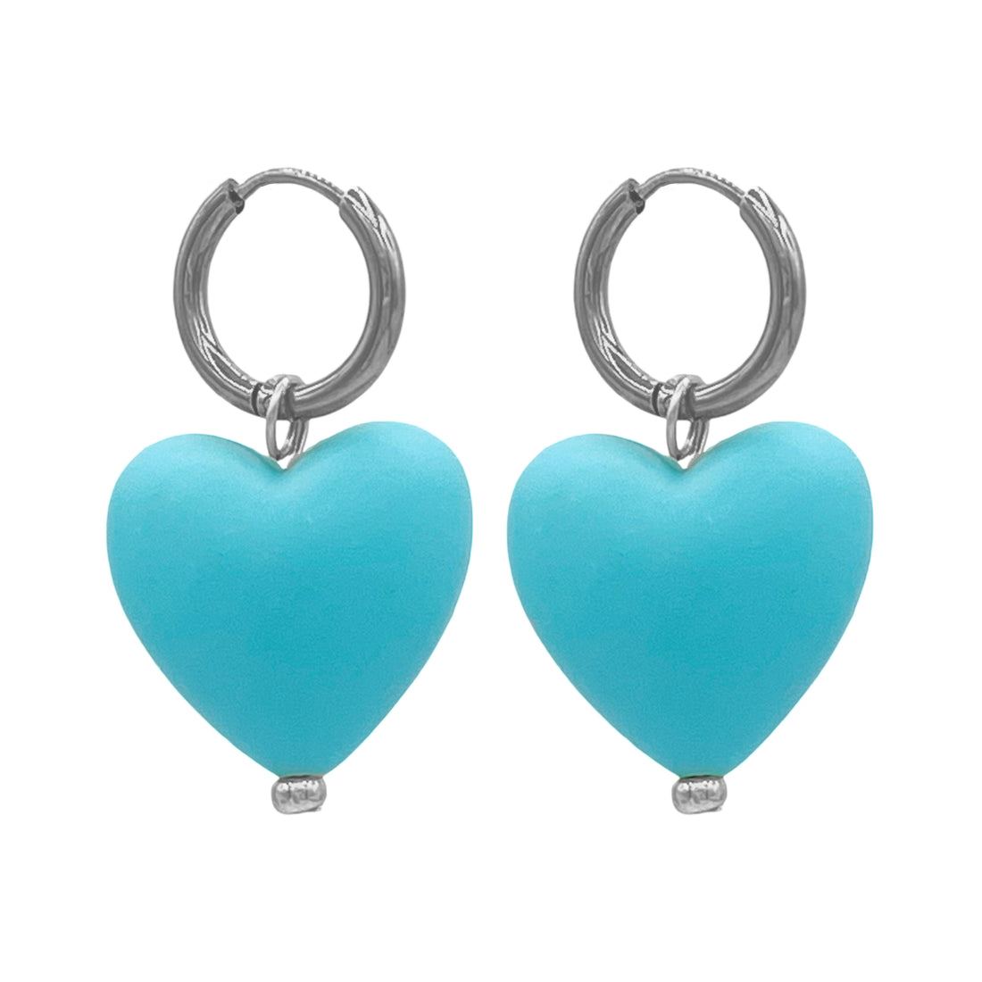 blauwe forever love oorbellen - zilver