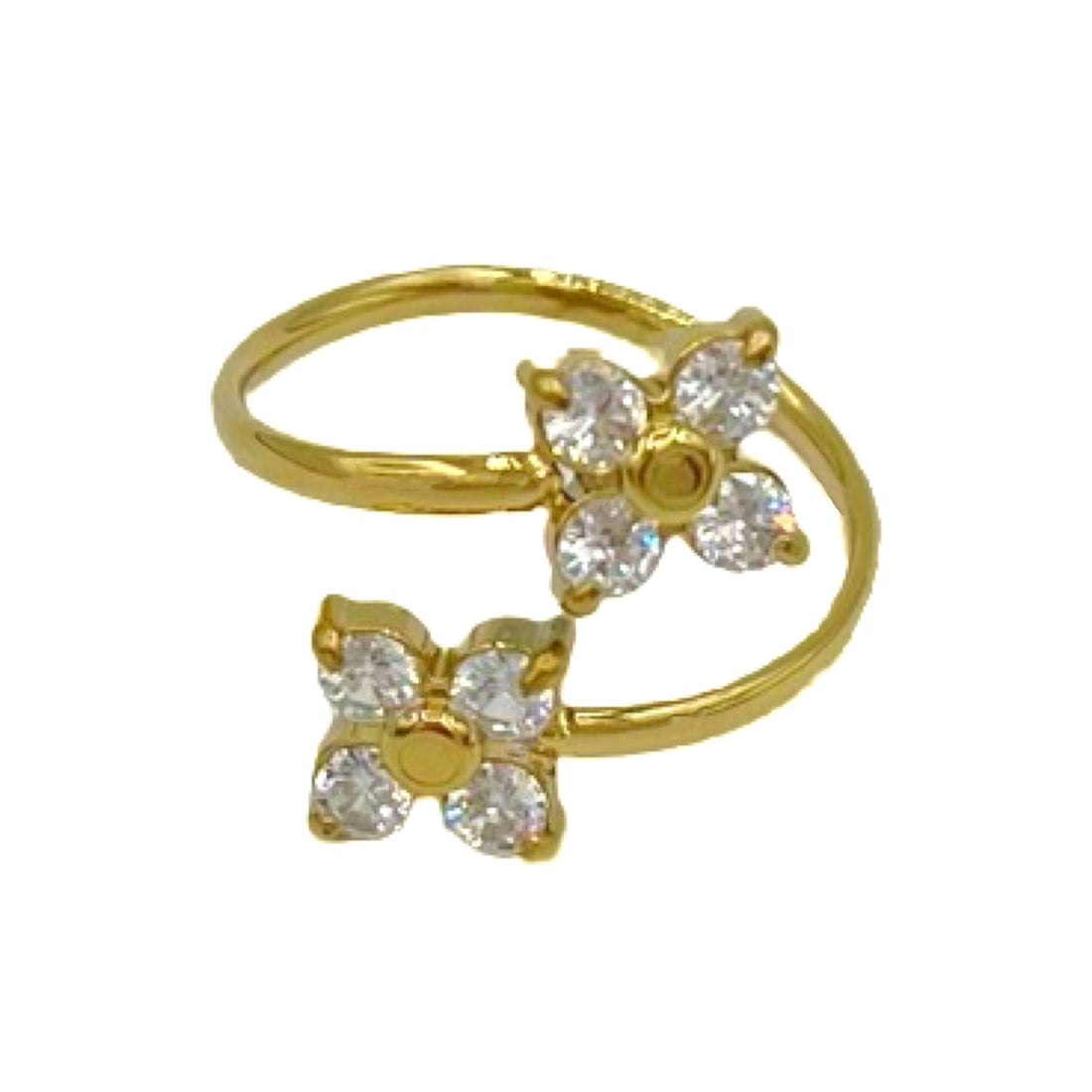 sparkly flowers ring - goud