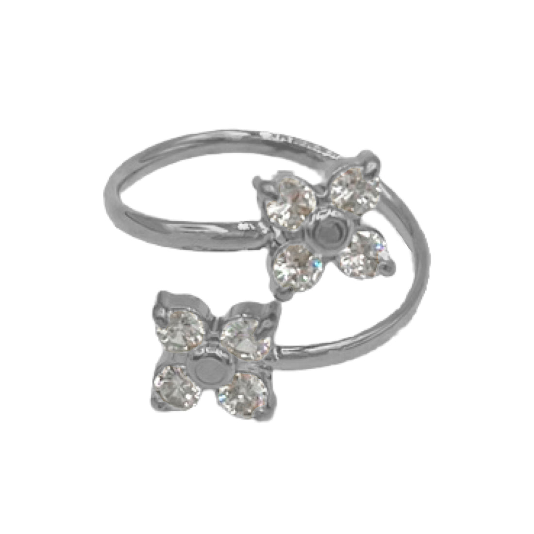 sparkly flowers ring - zilver