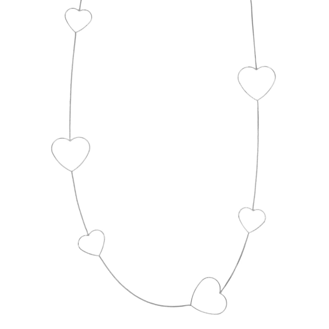 open hearts lange ketting - zilver