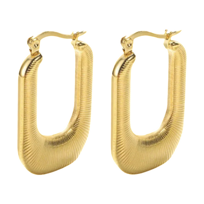 textured rectangle hoops - goud