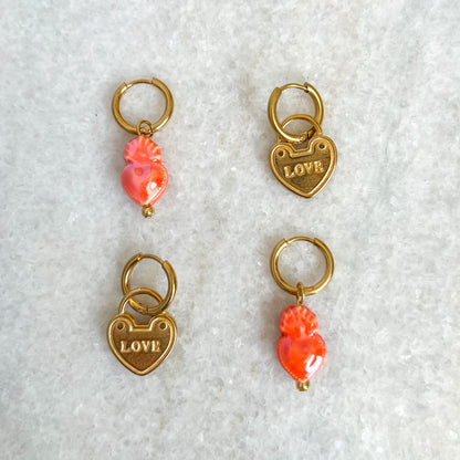 orange sweetheart oorbellen - goud