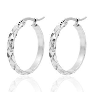 textured hoops - zilver