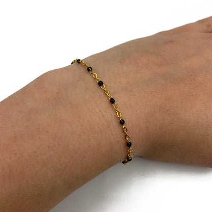 zwarte ball chain armband - goud