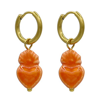 orange sweetheart oorbellen - goud