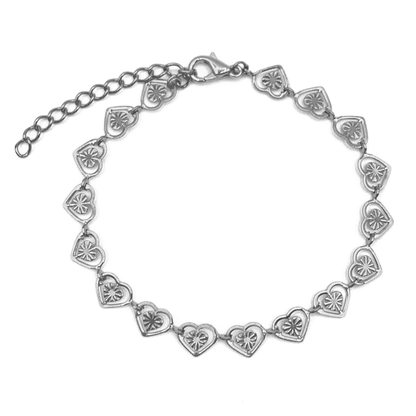 steel hearts armband - zilver