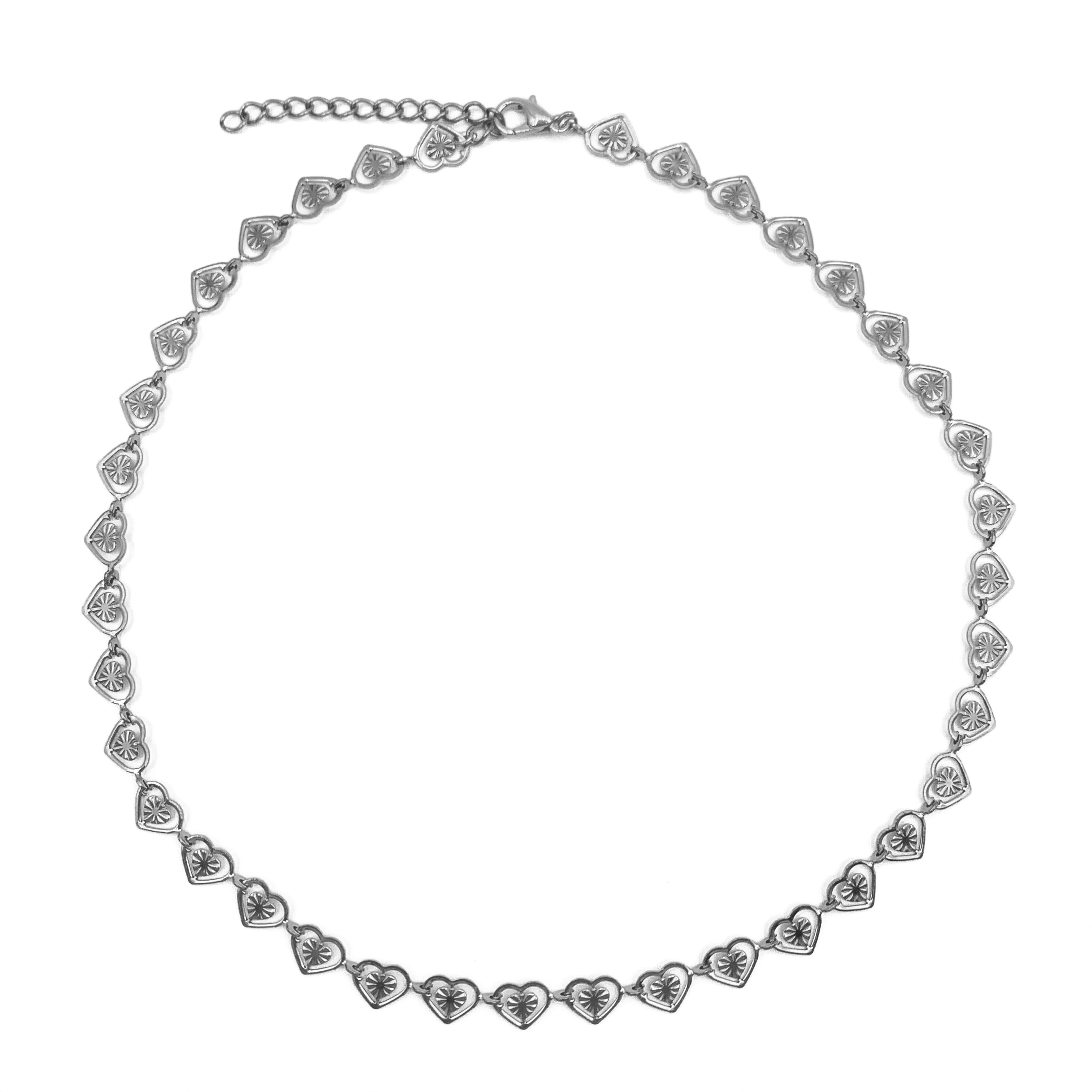 steel hearts choker - zilver