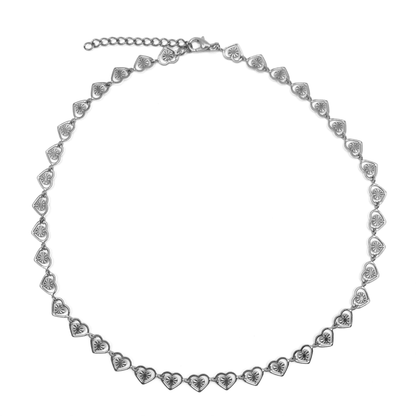 steel hearts choker - zilver