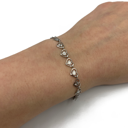 steel hearts armband - zilver