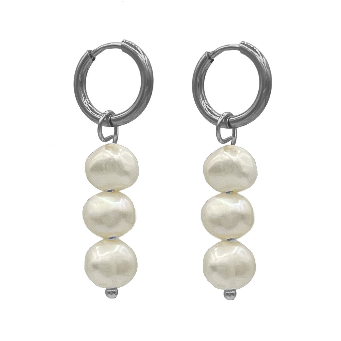 triple pearl oorbellen - zilver